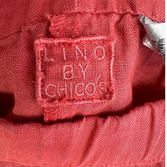 Lino by Chicos Women Linen Pants Crop Size 3 Red - Picture 3 of 10